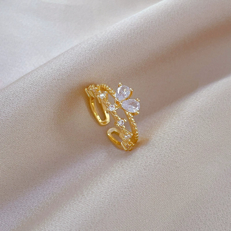 Wholesale Jewelry Brass Crown Butterfly Zircon Electroplating Ring Casual Cartoon Style - Image 6