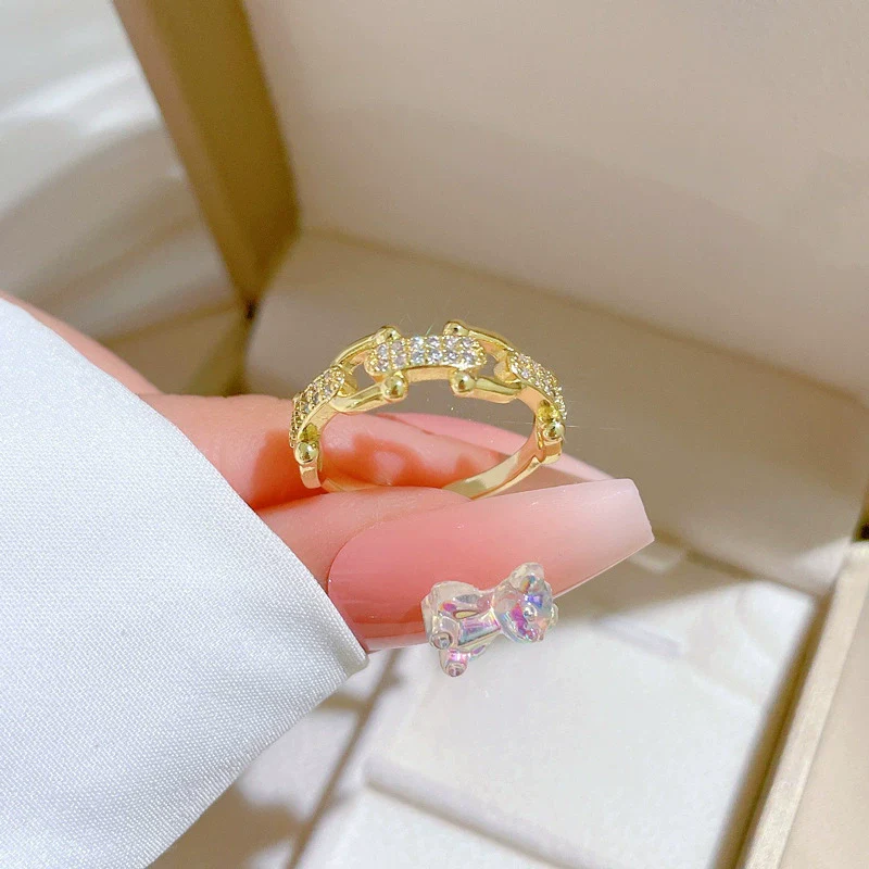 Wholesale Jewelry Brass Horseshoe Crown Cartoon Style Electroplated Ring - Image 2
