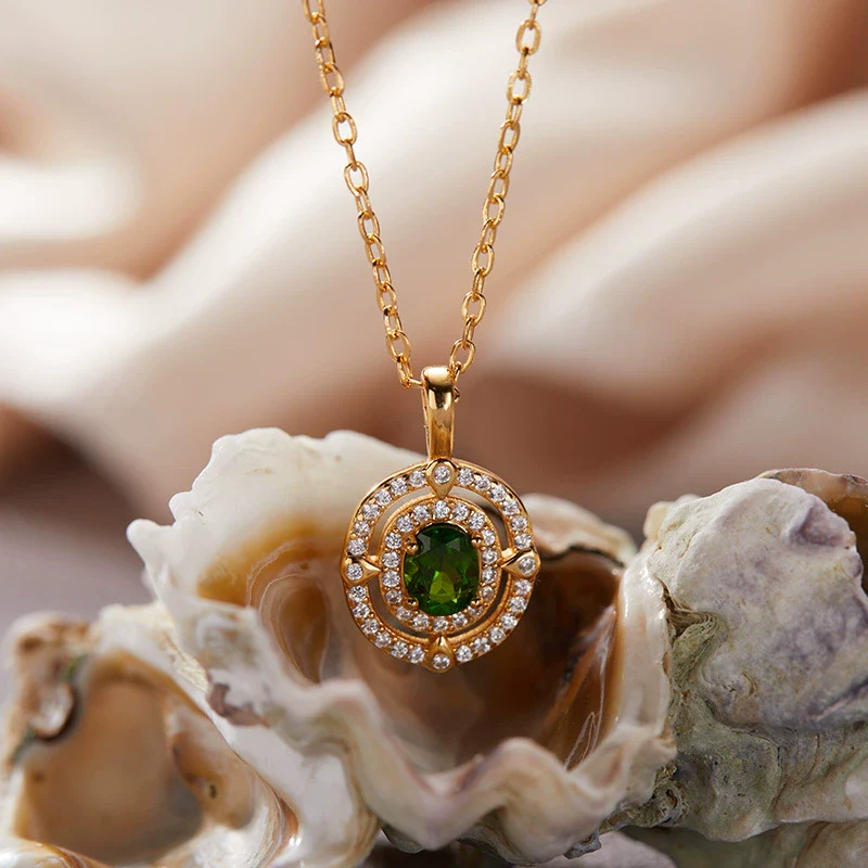 Wholesale Jewelry Clavicle Chain Necklace Pendant Highend Luxury 925 Sterling Silver 18K Gold Plated Geometric Design Set With Gems - Image 17