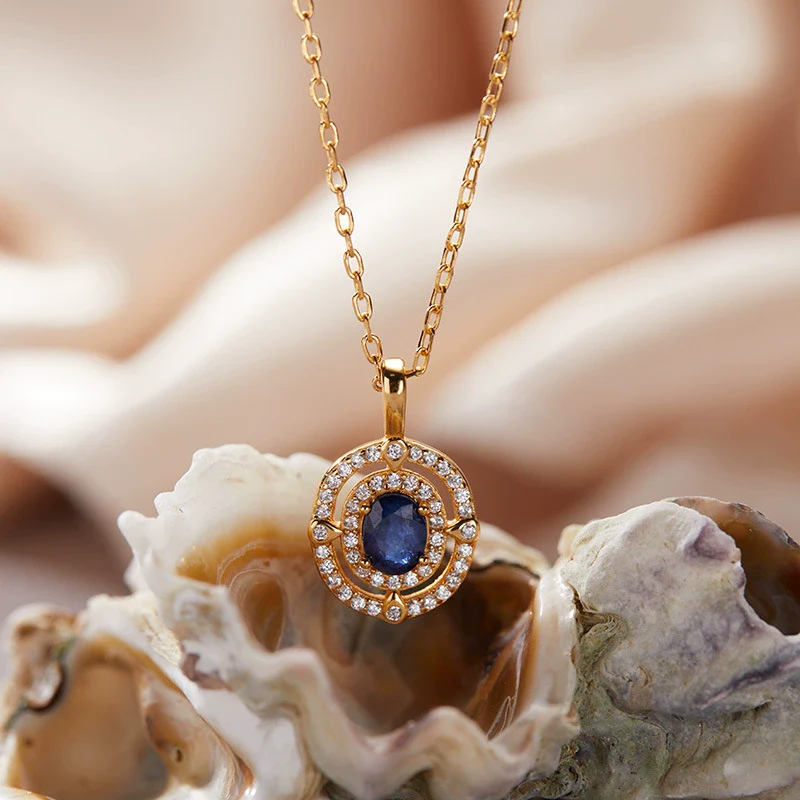 Wholesale Jewelry Clavicle Chain Necklace Pendant Highend Luxury 925 Sterling Silver 18K Gold Plated Geometric Design Set With Gems - Image 18