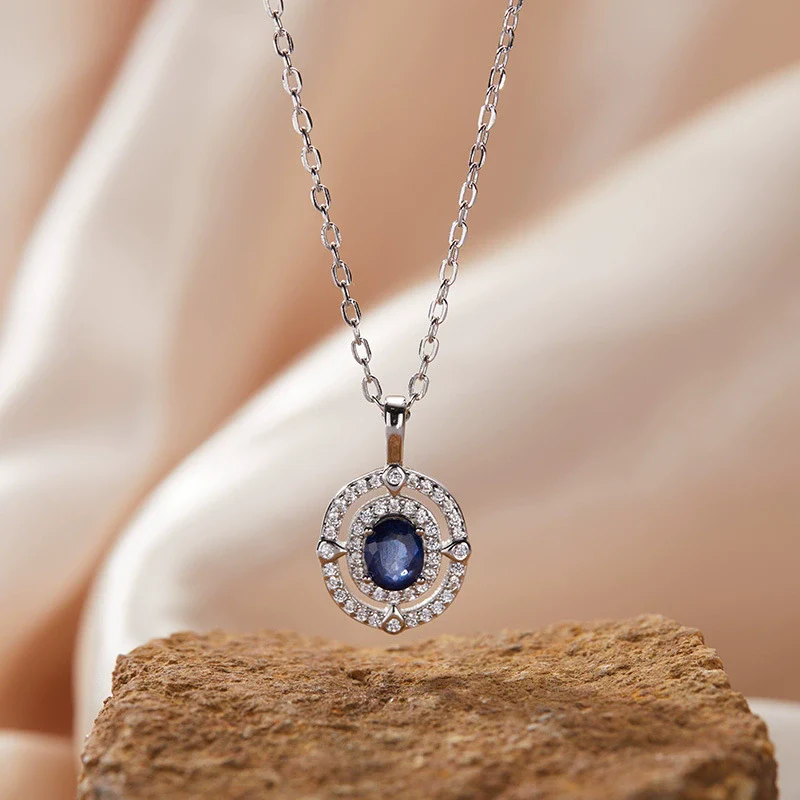 Wholesale Jewelry Clavicle Chain Necklace Pendant Highend Luxury 925 Sterling Silver 18K Gold Plated Geometric Design Set With Gems - Image 21