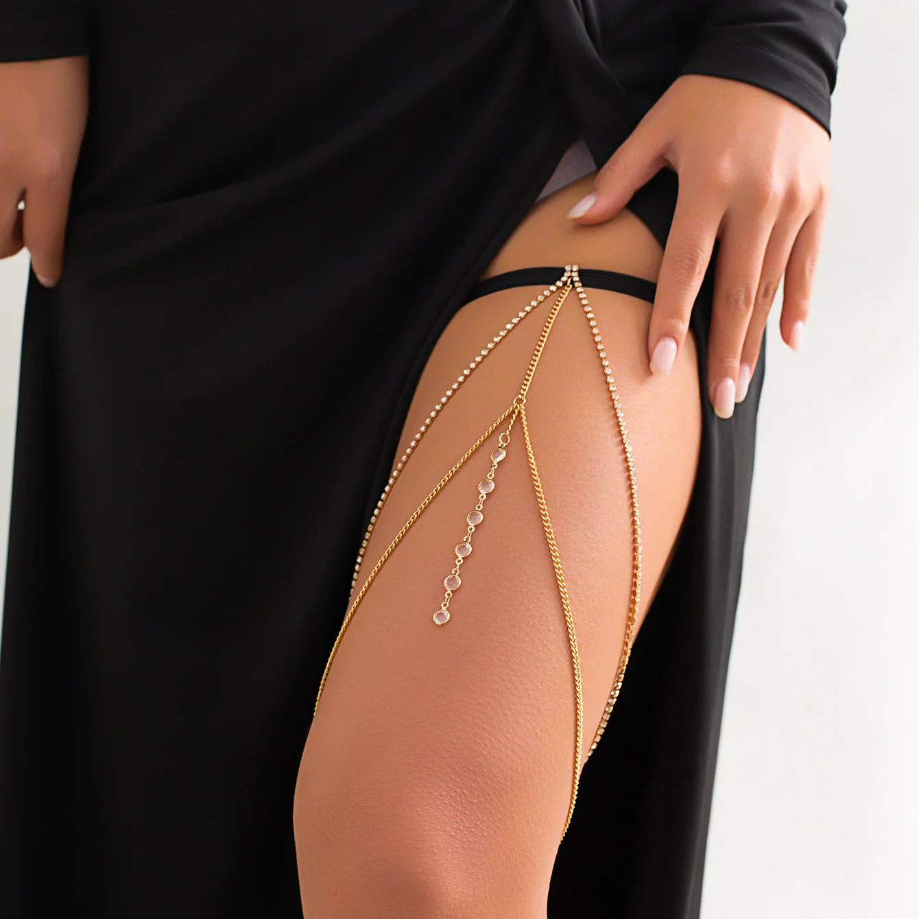 Wholesale Jewelry Cloth Leg Chain With Goldplated Artificial Gemstones And Semiprecious Stones Geometric Design For Women - Image 9