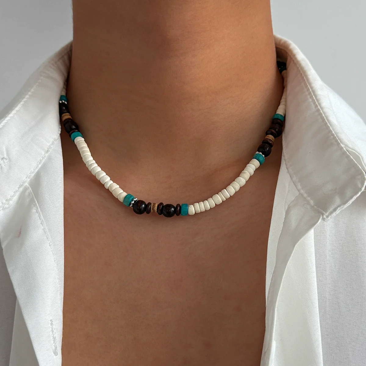 Wholesale Jewelry Coconut Shell Geometric Handmade Men's Necklace - Image 3
