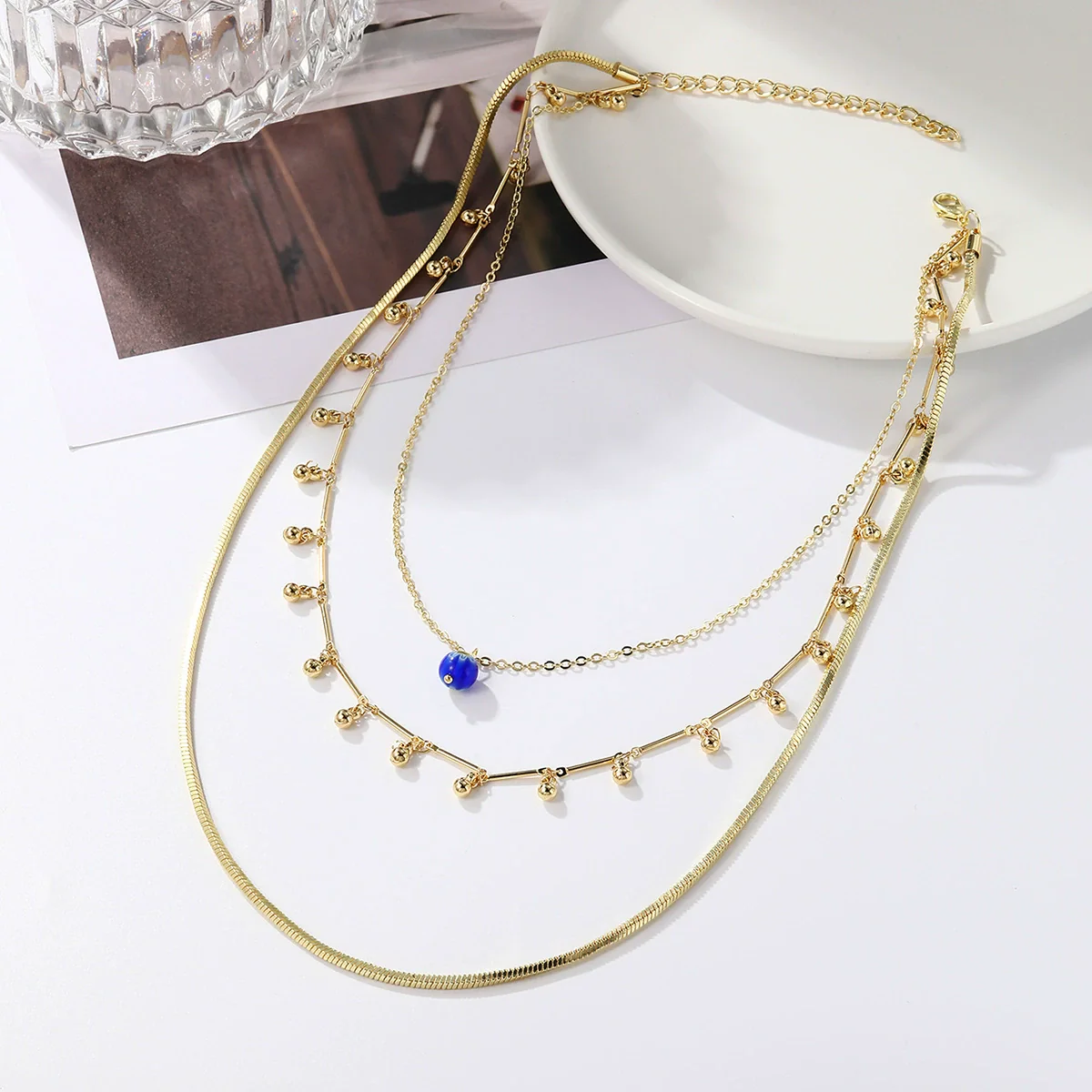 Wholesale Jewelry Copper Alloy Fivepointed Star Geometric Electroplating Multilayer Necklace For Women - Image 4