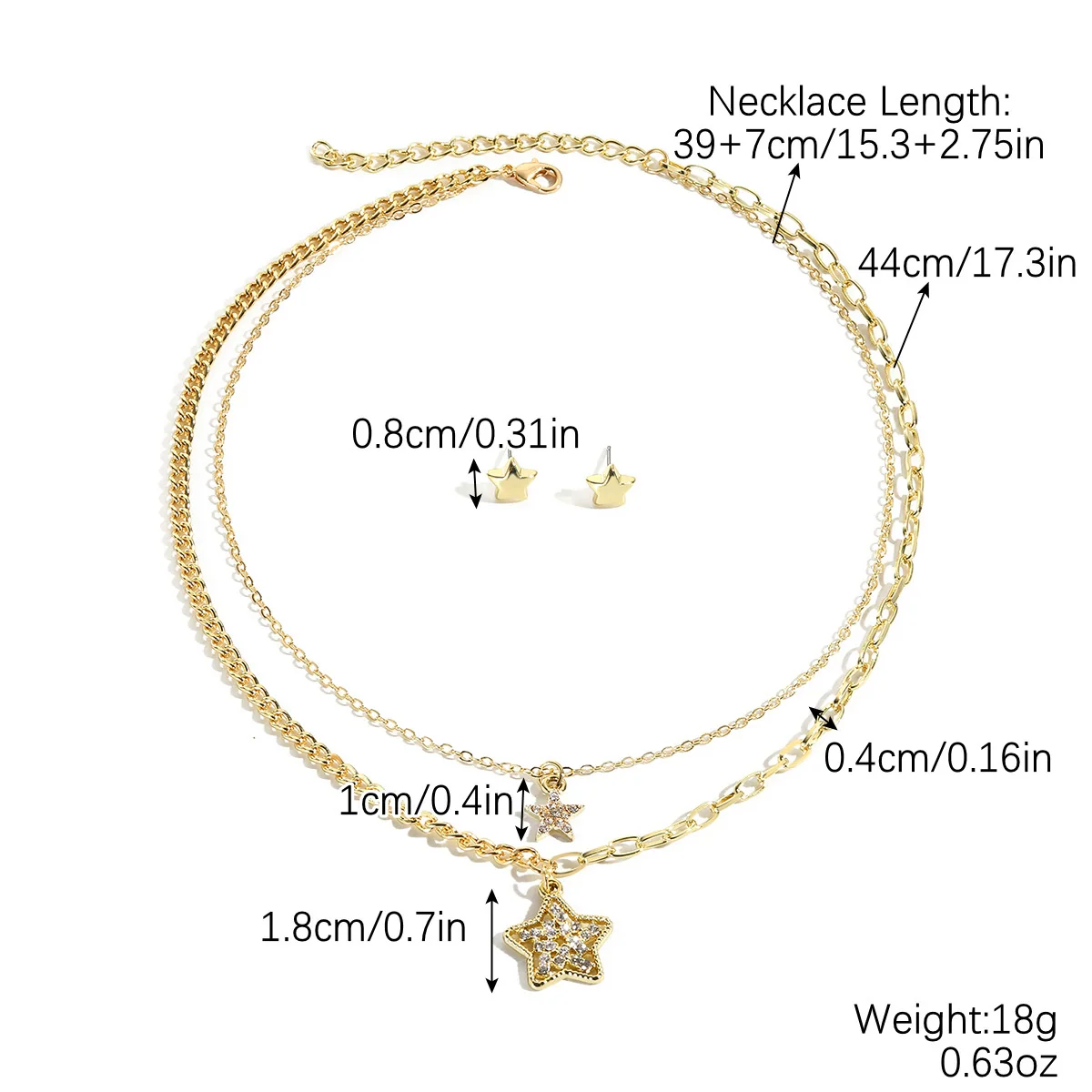 Wholesale Jewelry Copper Alloy Fivepointed Star Geometric Electroplating Multilayer Necklace For Women - Image 5