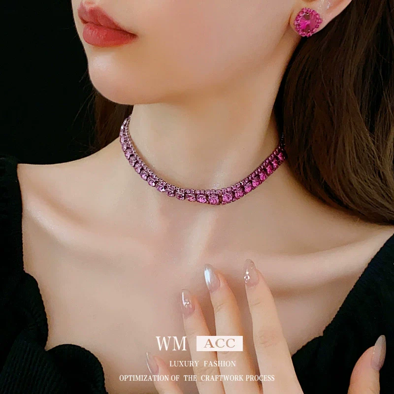 Wholesale Jewelry Copper Alloy Heart Water Drop Bell Shaped Electroplated Highend Women's Earrings And Clavicle Chain Necklace Set - Image 2