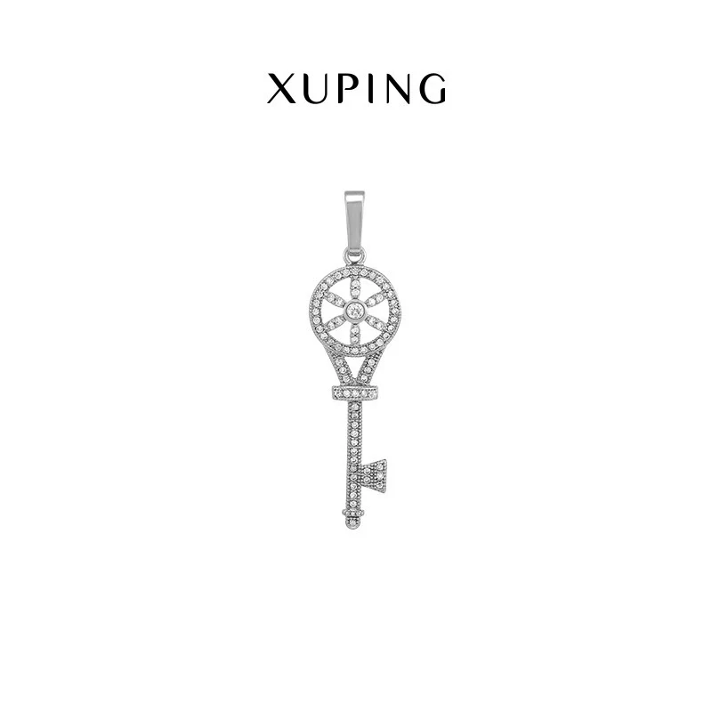 Wholesale Jewelry Copper Alloy Microinlaid Zircon Key Pendant Necklace For Women - Image 5