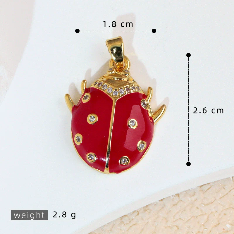 Wholesale Jewelry Copper Cartoon Animal Insect Zirconia Mini Ladybird Pendant - Image 11