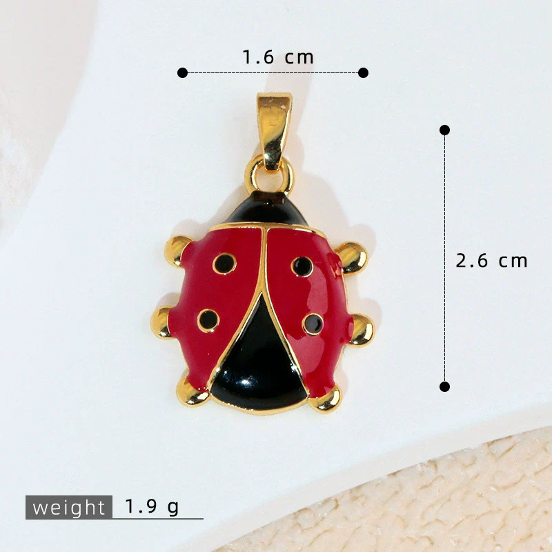 Wholesale Jewelry Copper Cartoon Animal Insect Zirconia Mini Ladybird Pendant - Image 12