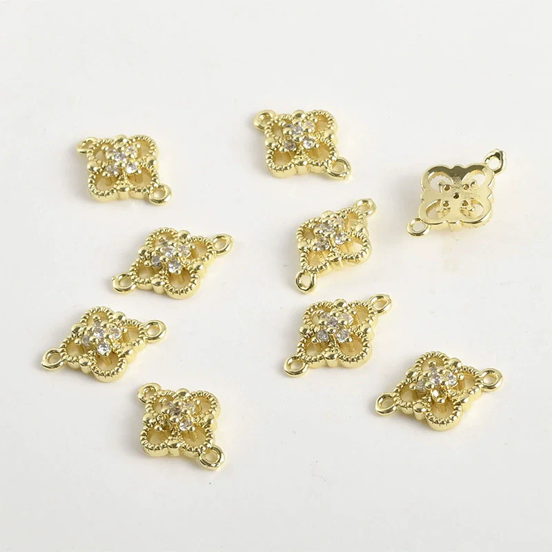 Wholesale Jewelry Copper Electroplated Four Leaf Flower Zircon Inlaid Pendant Bracelet Necklace Accessories - Image 5