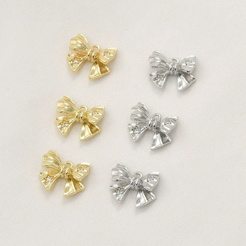 Wholesale Jewelry Copper Geometric Bow Inlaid Zircon Electroplated Pendant Accessories Material
