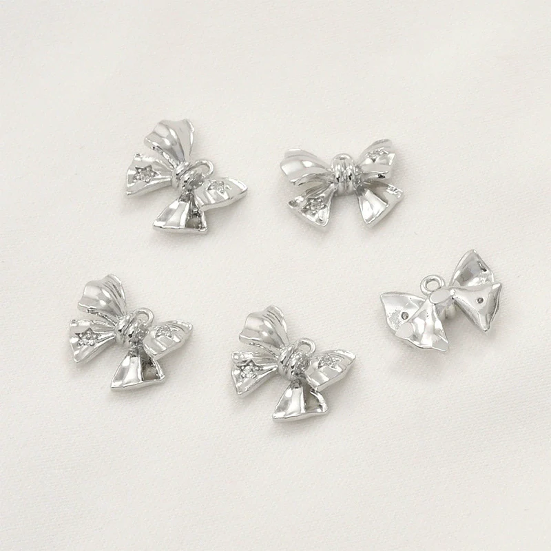 Wholesale Jewelry Copper Geometric Bow Inlaid Zircon Electroplated Pendant Accessories Material - Image 4