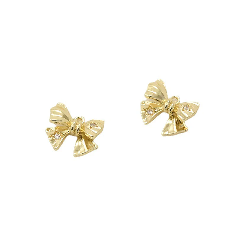 Wholesale Jewelry Copper Geometric Bow Inlaid Zircon Electroplated Pendant Accessories Material - Image 5