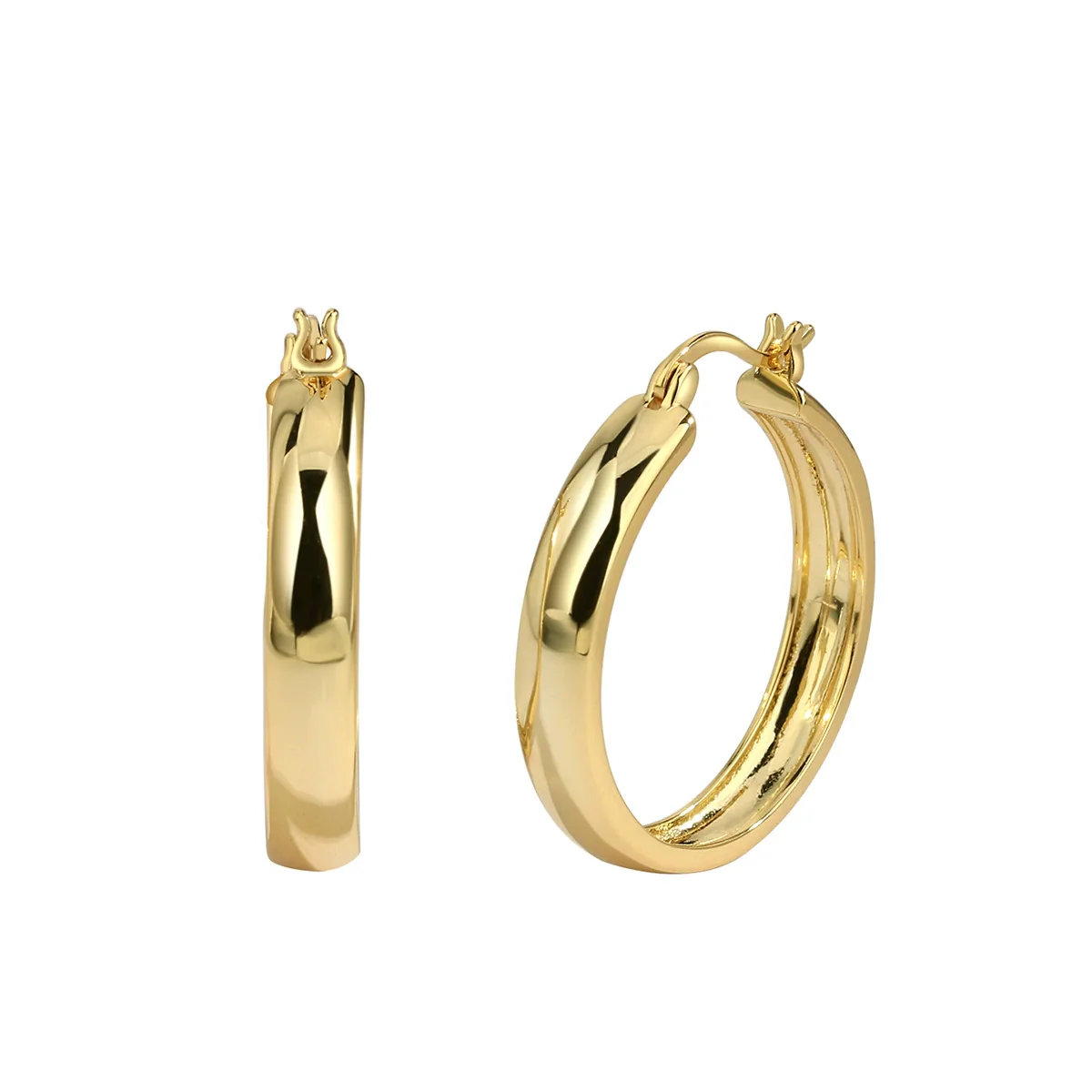 Wholesale Jewelry Copper Geometric Hoop Earrings With Electroplating Treatment For Women - Image 4