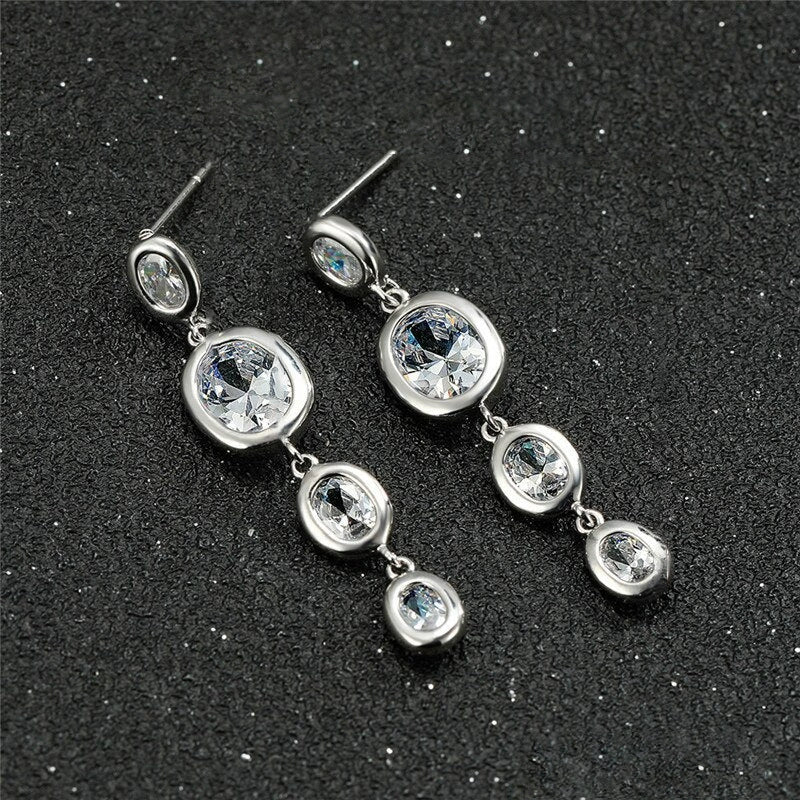 Wholesale Jewelry Copper Geometric Oval Tassel Earrings For Women - Image 3