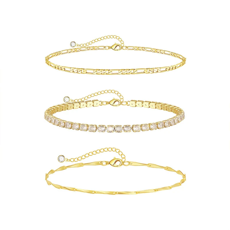 Wholesale Jewelry Copper Geometric Threepiece Set Electroplated Bracelet For Women - Image 5