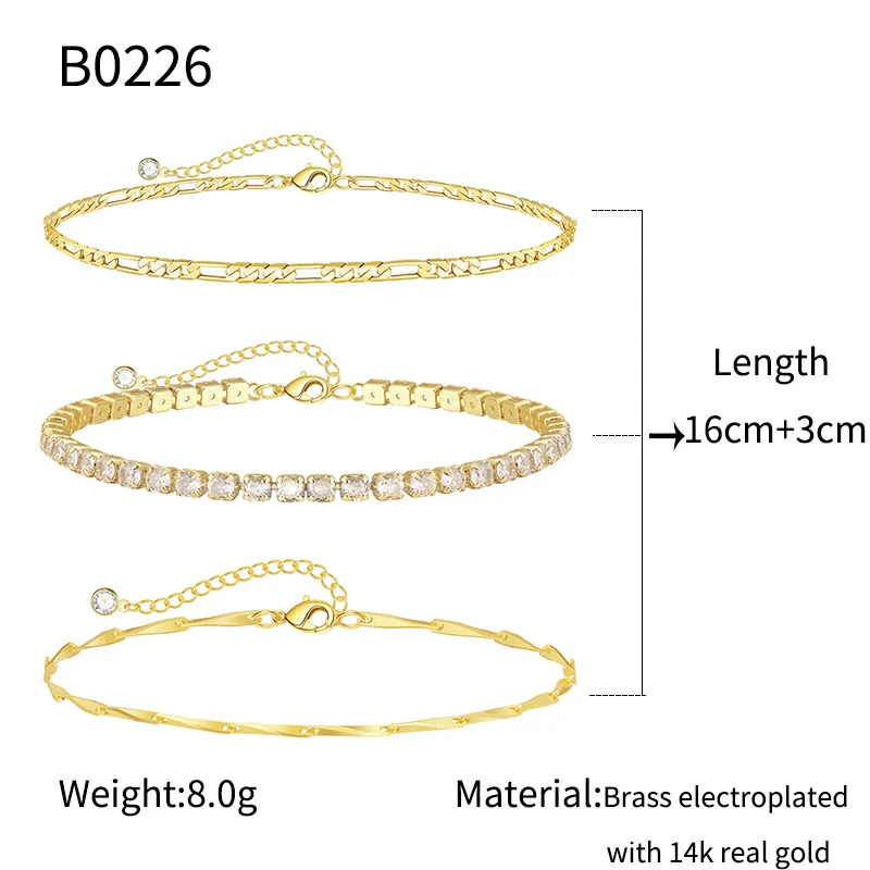 Wholesale Jewelry Copper Geometric Threepiece Set Electroplated Bracelet For Women - Image 6