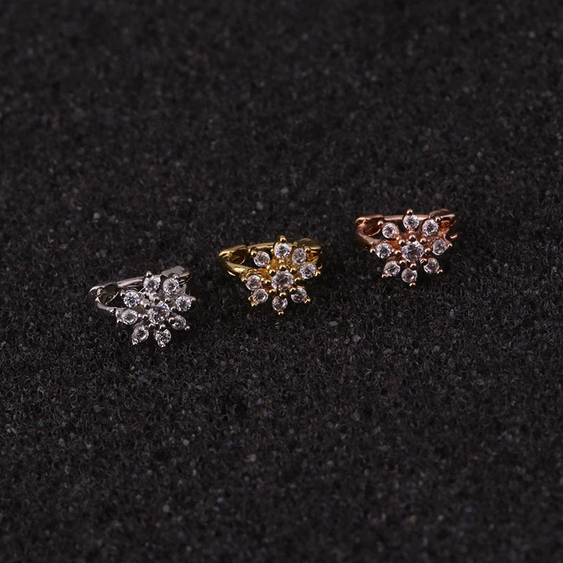 Wholesale Jewelry Copper Inlaid Zircon Flower Mini Cartilage Ear Buckle For Women - Image 2
