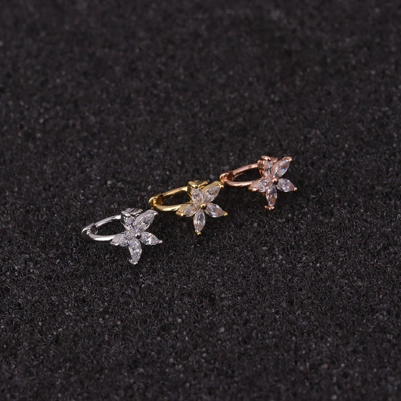 Wholesale Jewelry Copper Inlaid Zircon Flower Mini Cartilage Ear Buckle For Women - Image 5
