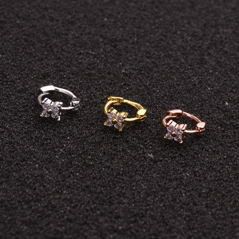 Wholesale Jewelry Copper Inlaid Zircon Flowers Women's Cartilage Earrings - Image 4