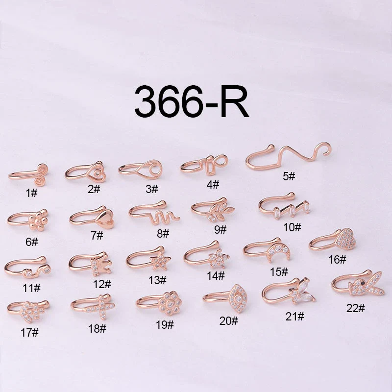 Wholesale Jewelry Copper Inlaid Zircon Heart Shaped Electroplated Women's Fake Nose Ring - Image 2