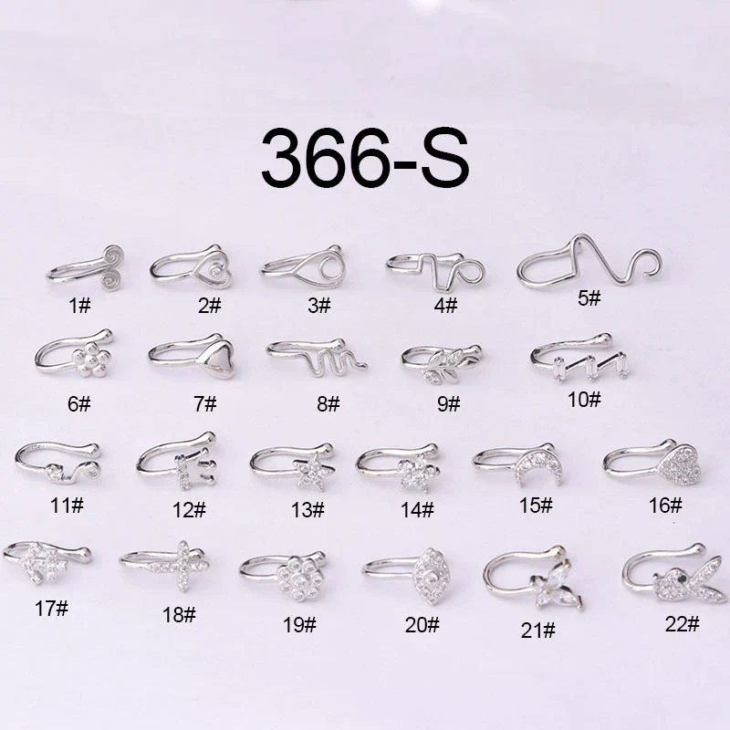 Wholesale Jewelry Copper Inlaid Zircon Heart Shaped Electroplated Women's Fake Nose Ring - Image 3