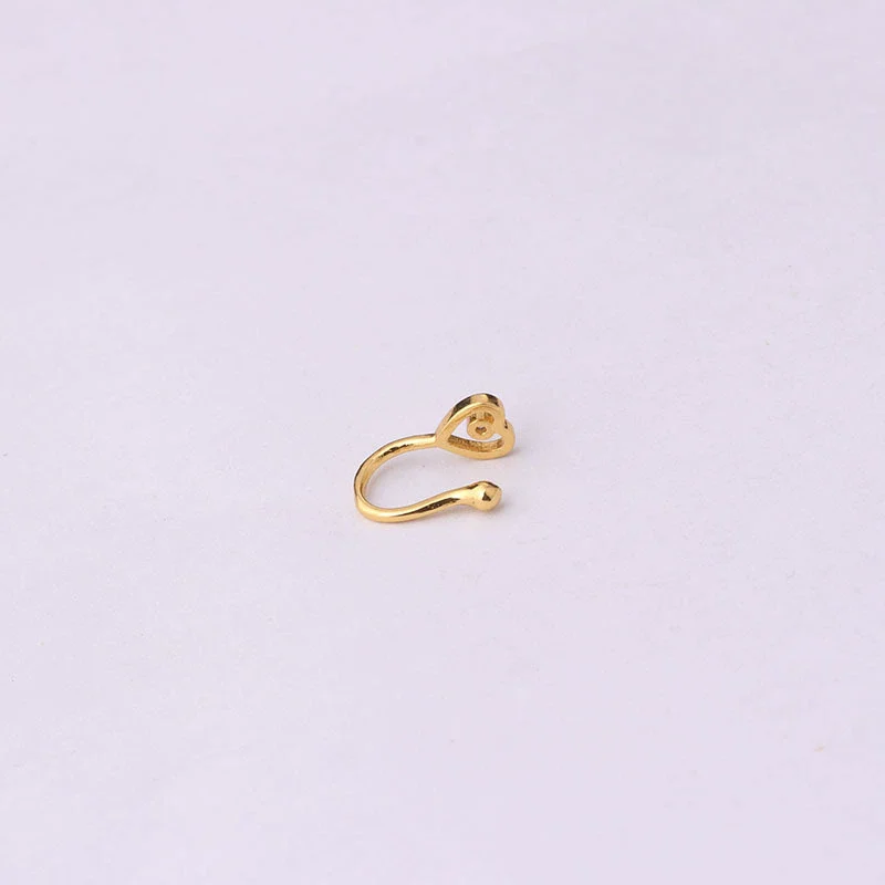 Wholesale Jewelry Copper Inlaid Zircon Heart Shaped Electroplated Women's Fake Nose Ring - Image 4