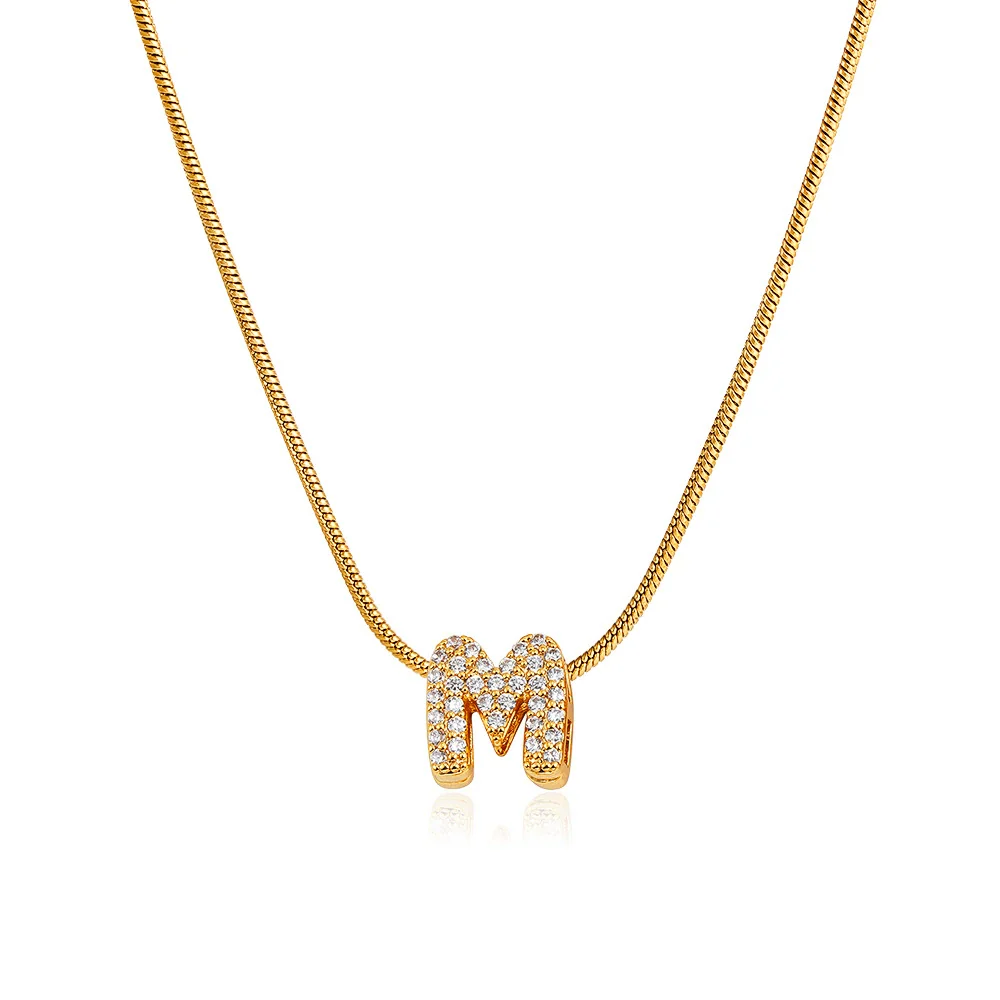 Wholesale Jewelry Copper Inlaid Zircon Letter Pendant Necklace Light Luxury Style - Image 30