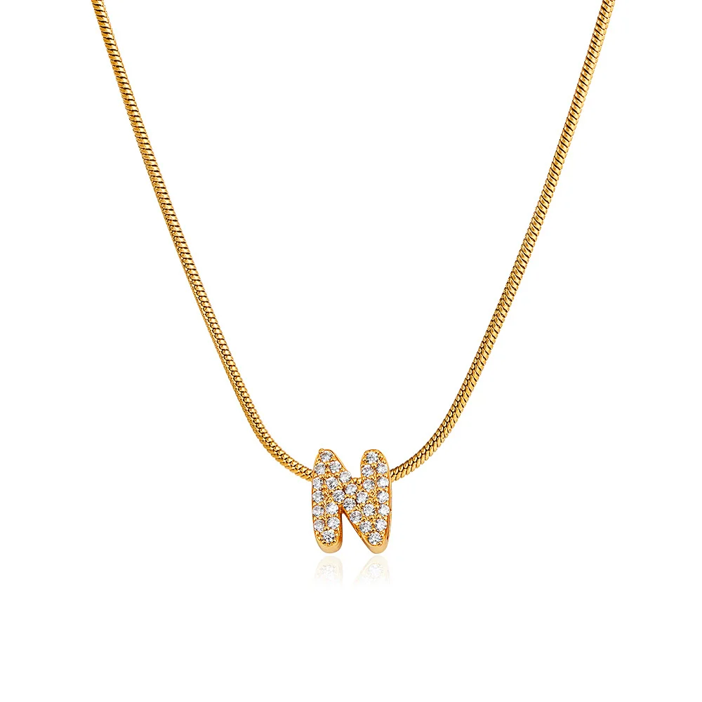 Wholesale Jewelry Copper Inlaid Zircon Letter Pendant Necklace Light Luxury Style - Image 32