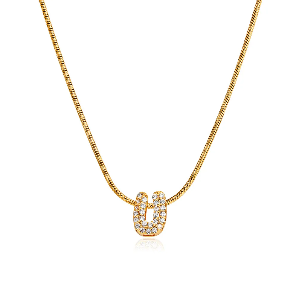 Wholesale Jewelry Copper Inlaid Zircon Letter Pendant Necklace Light Luxury Style - Image 46