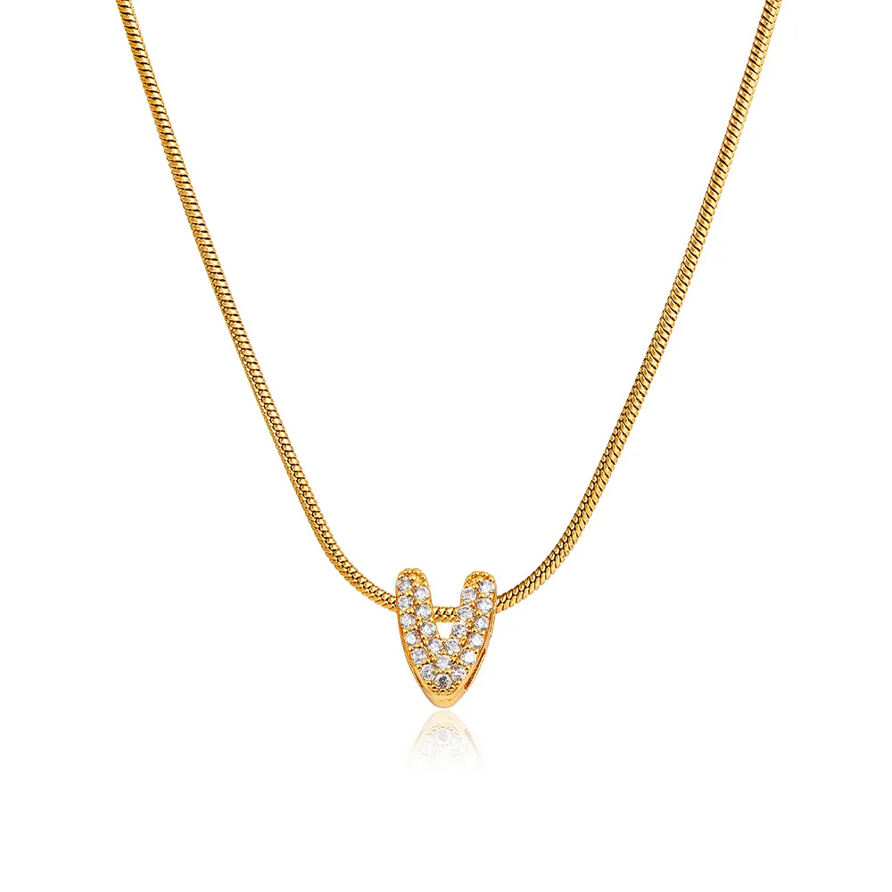 Wholesale Jewelry Copper Inlaid Zircon Letter Pendant Necklace Light Luxury Style - Image 48