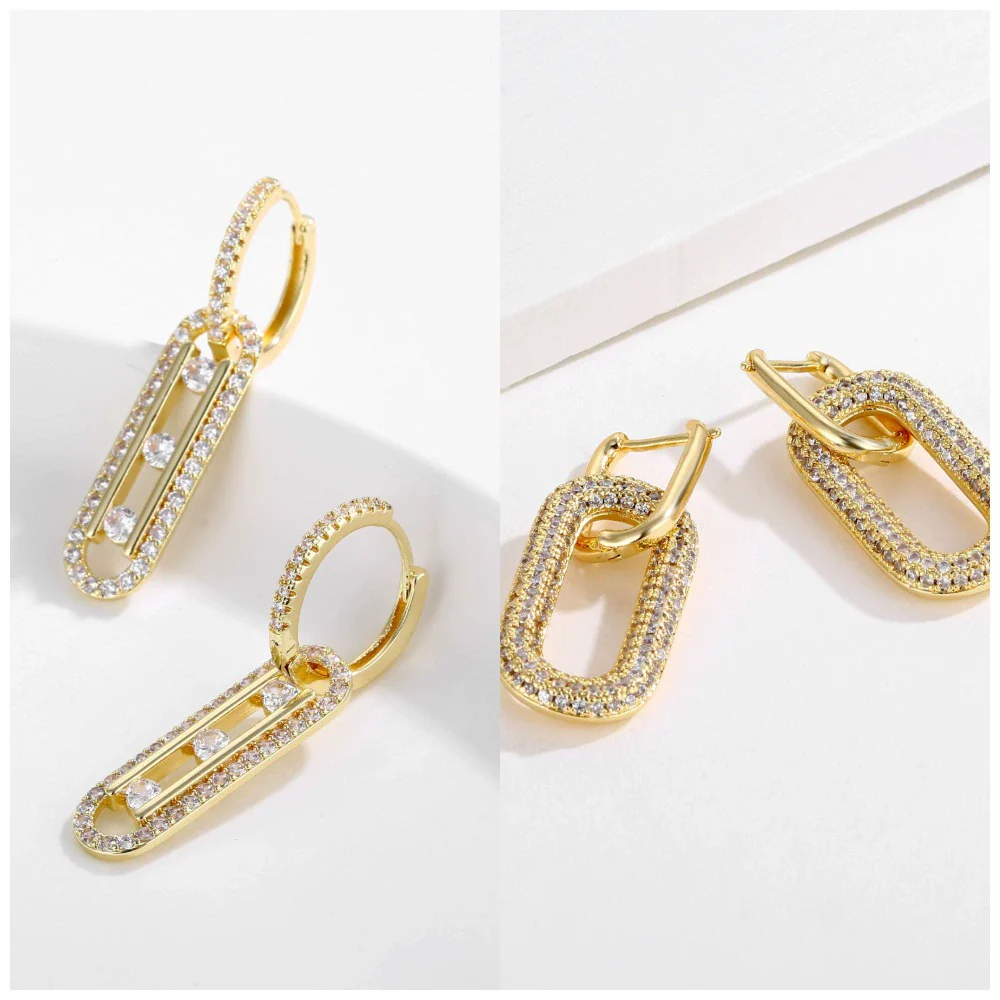 Wholesale Jewelry Copper Microinlaid Zircon Ushaped Cartoon Style Electroplated Women's Earrings