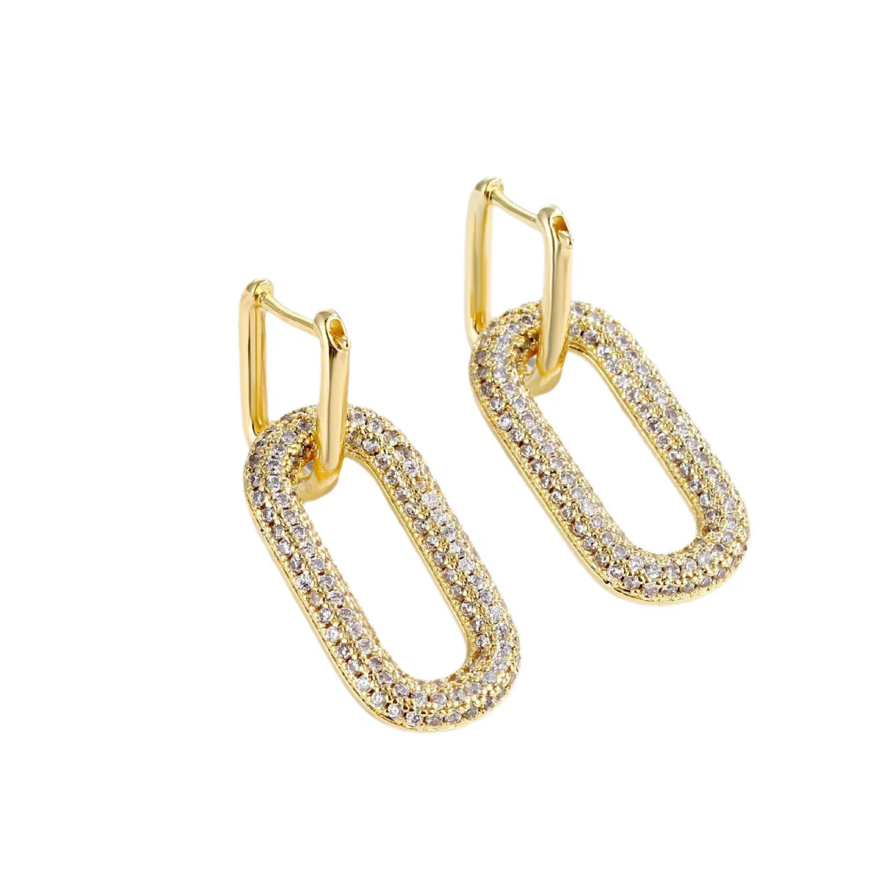 Wholesale Jewelry Copper Microinlaid Zircon Ushaped Cartoon Style Electroplated Women's Earrings - Image 5