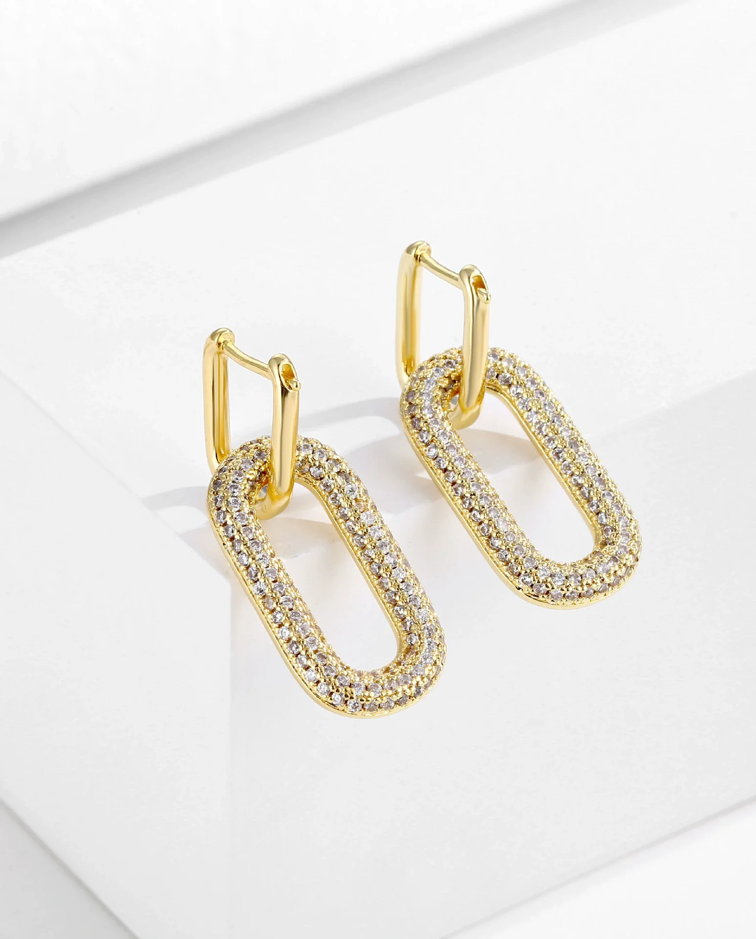 Wholesale Jewelry Copper Microinlaid Zircon Ushaped Cartoon Style Electroplated Women's Earrings - Image 6
