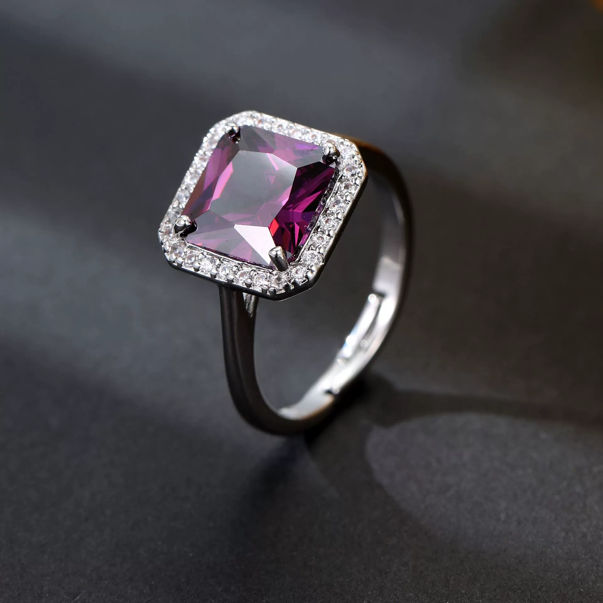 Wholesale Jewelry Copper Mixed Gemstone Setting Zircon Inlay Geometric Square Women's Highgrade Fourpiece Set - Image 8