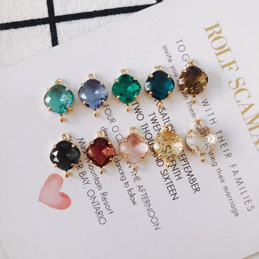 Wholesale Jewelry Copper Plated 18K Gold Double Hanging Diamond Crystal Glass Pendant Bracelet Necklace Earrings Accessories - Image 3
