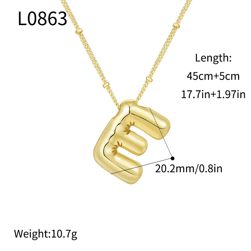Wholesale Jewelry Copper Plated Real Gold Letter Bubble Necklace For Women - Image 10
