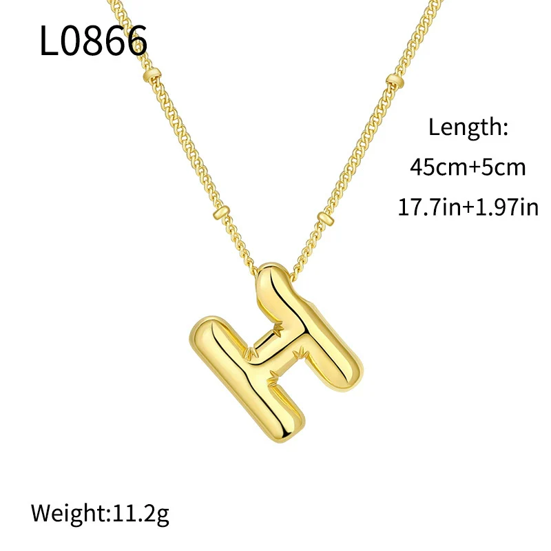 Wholesale Jewelry Copper Plated Real Gold Letter Bubble Necklace For Women - Image 13