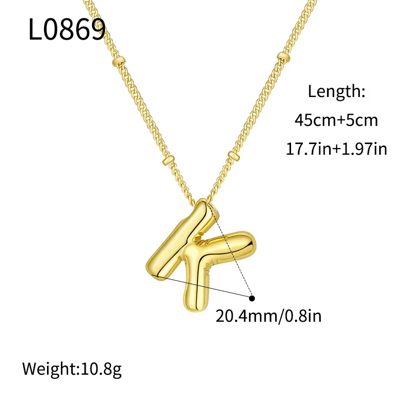 Wholesale Jewelry Copper Plated Real Gold Letter Bubble Necklace For Women - Image 16