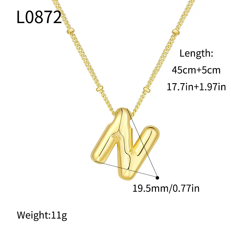 Wholesale Jewelry Copper Plated Real Gold Letter Bubble Necklace For Women - Image 19