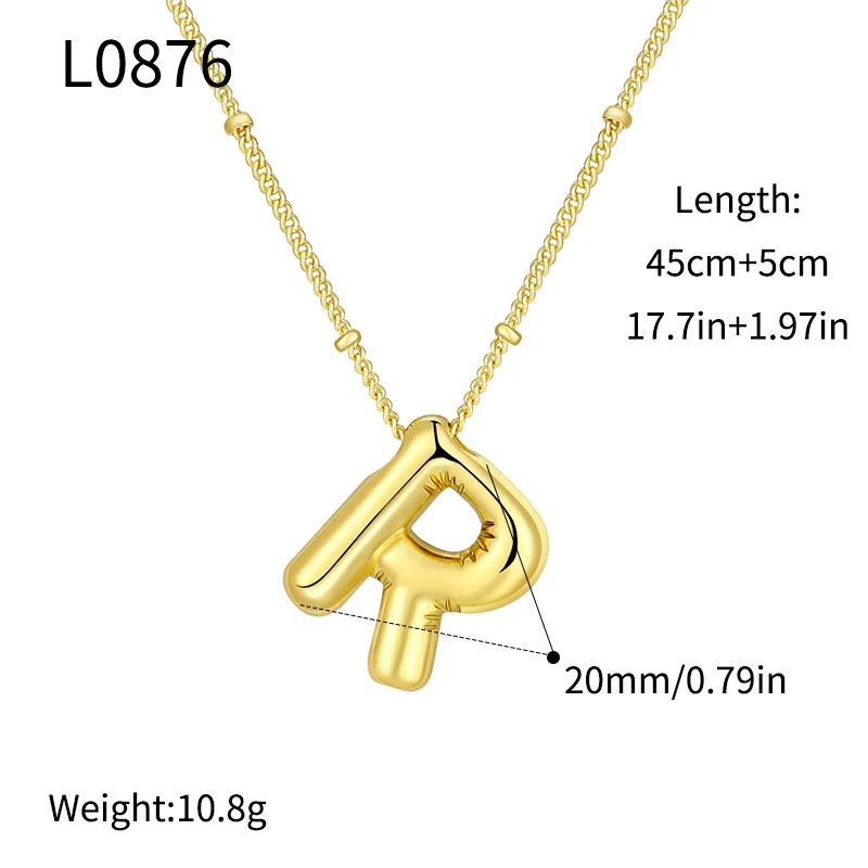 Wholesale Jewelry Copper Plated Real Gold Letter Bubble Necklace For Women - Image 23