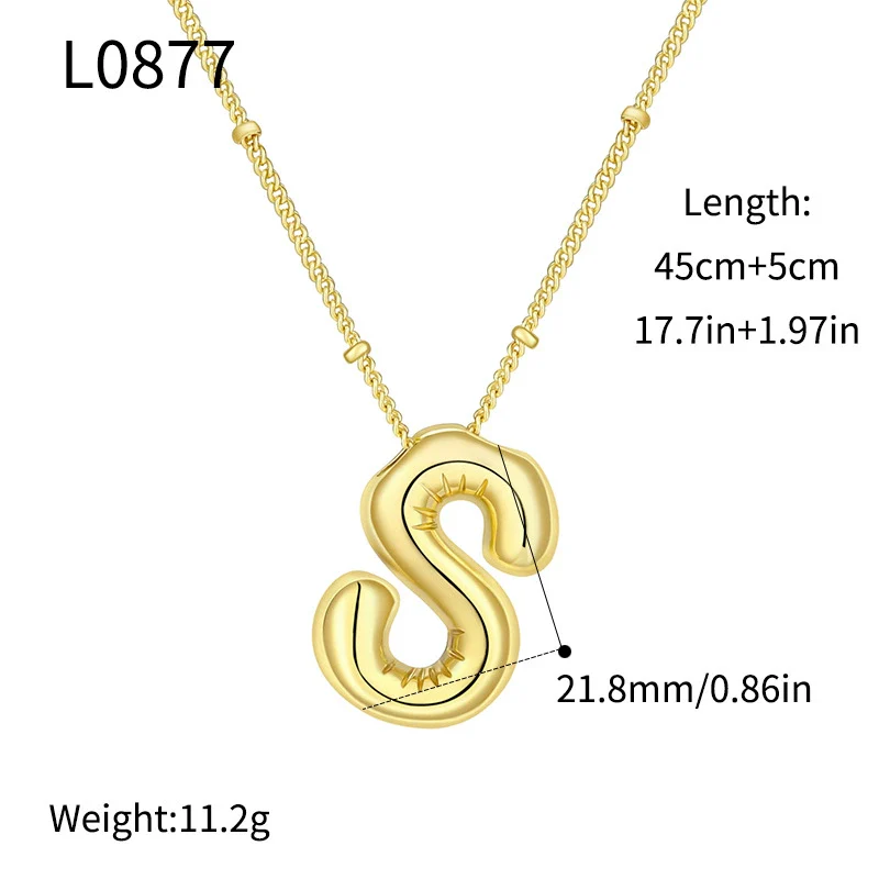 Wholesale Jewelry Copper Plated Real Gold Letter Bubble Necklace For Women - Image 24