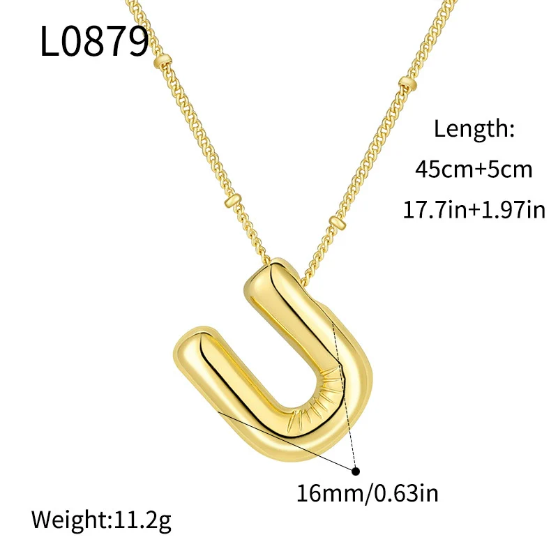 Wholesale Jewelry Copper Plated Real Gold Letter Bubble Necklace For Women - Image 26