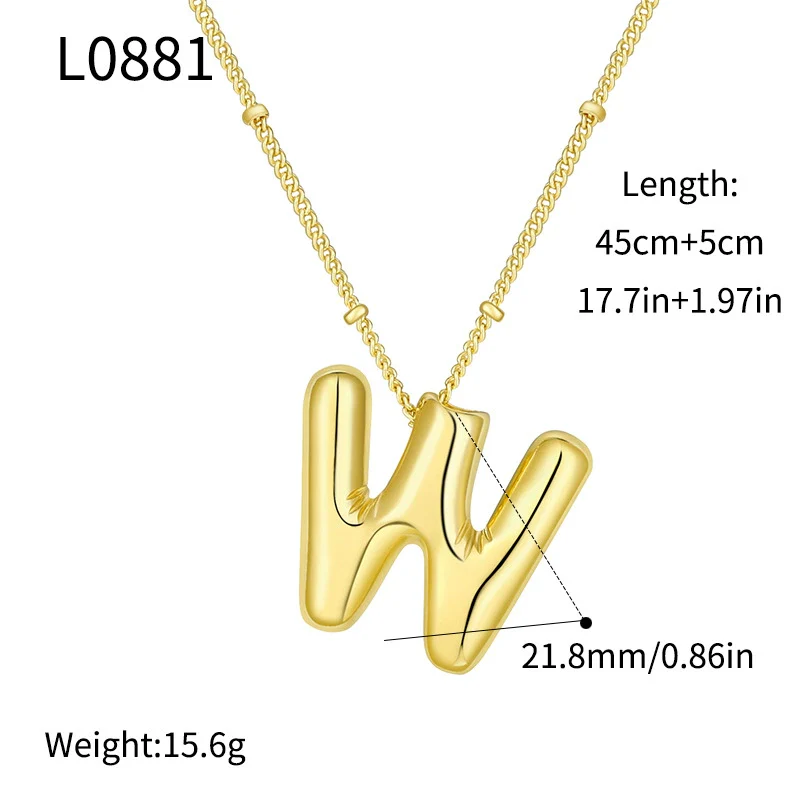 Wholesale Jewelry Copper Plated Real Gold Letter Bubble Necklace For Women - Image 28