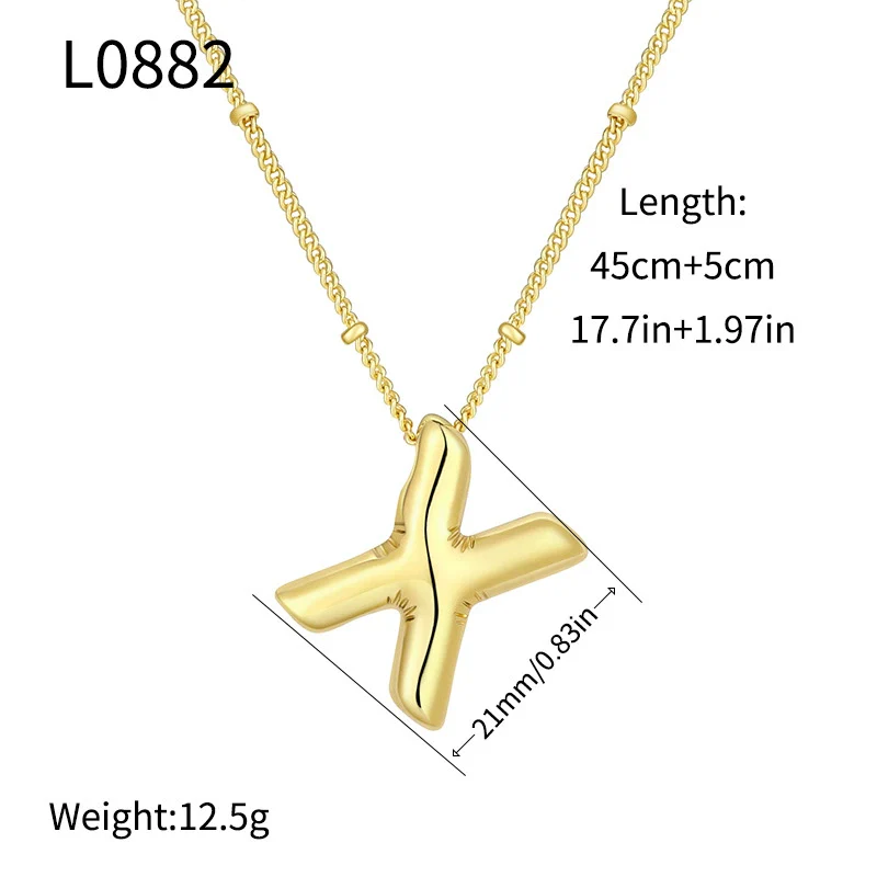 Wholesale Jewelry Copper Plated Real Gold Letter Bubble Necklace For Women - Image 29