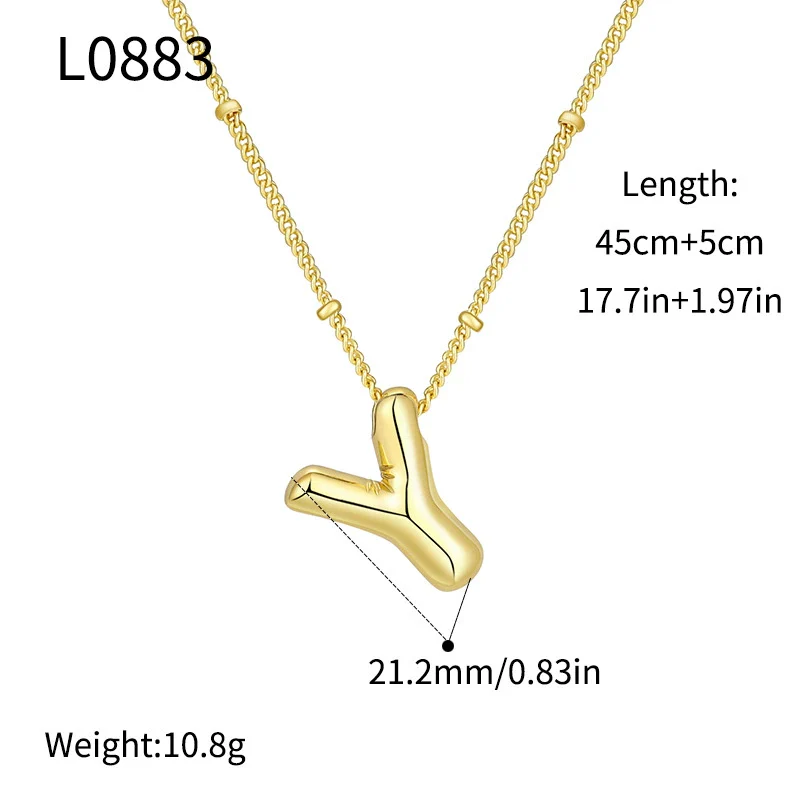Wholesale Jewelry Copper Plated Real Gold Letter Bubble Necklace For Women - Image 30