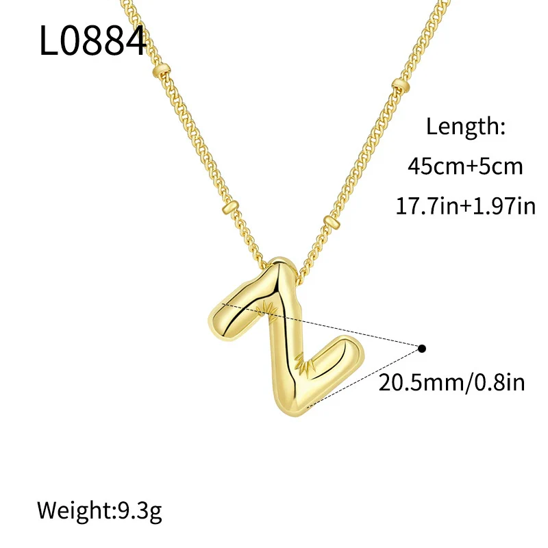 Wholesale Jewelry Copper Plated Real Gold Letter Bubble Necklace For Women - Image 31