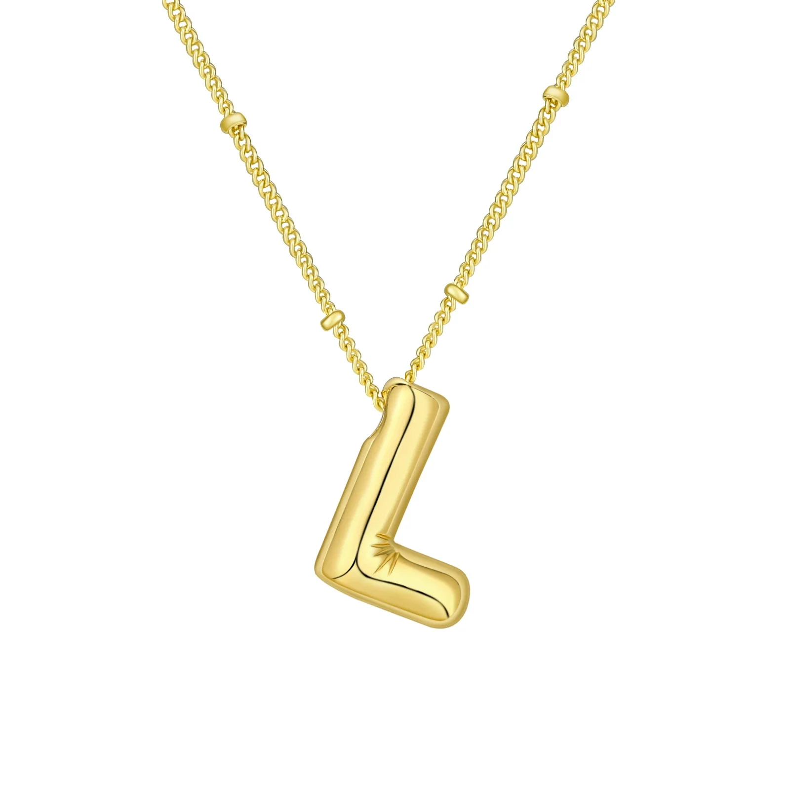 Wholesale Jewelry Copper Plated Real Gold Letter Bubble Necklace For Women - Image 5