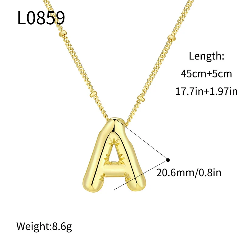 Wholesale Jewelry Copper Plated Real Gold Letter Bubble Necklace For Women - Image 6
