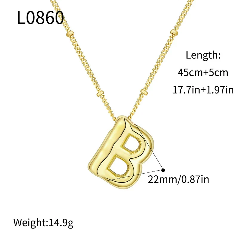 Wholesale Jewelry Copper Plated Real Gold Letter Bubble Necklace For Women - Image 7